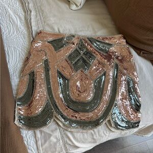 Bronzed Mini Sequin Embellished Skirt
